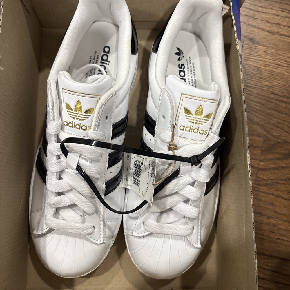 adidas superstar ii Women's shoes white/black, With Gold MT, 8-1/2
